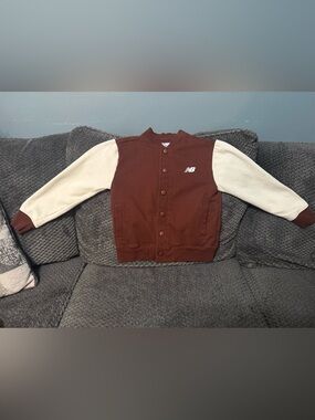 New Balance Brown and Cream Letterman Jacket